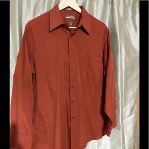 NWOT Van Heusen Fitted Orang w pinstripe 16 32/33